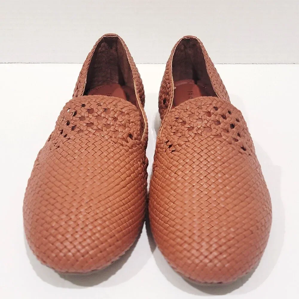 Birdies The Starling Cognac Woven Flats Womens Size 9.5 Slip On Brown Loafers